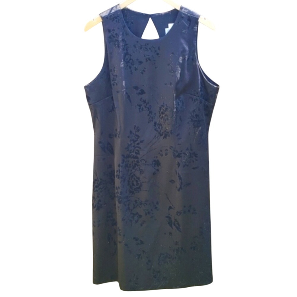 CDC Black Floral Velvet Burnout Keyhole Neck Sleeveless Dress Size 16